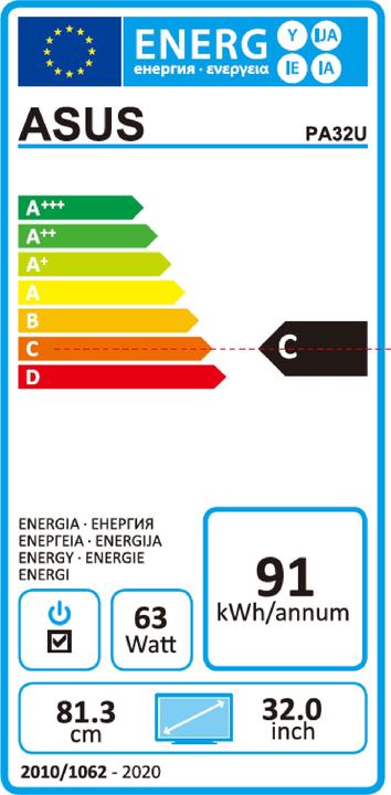 Energie-Label ASUS ProArt PA32UC-K (3840 x 2160 Pixel, 32")