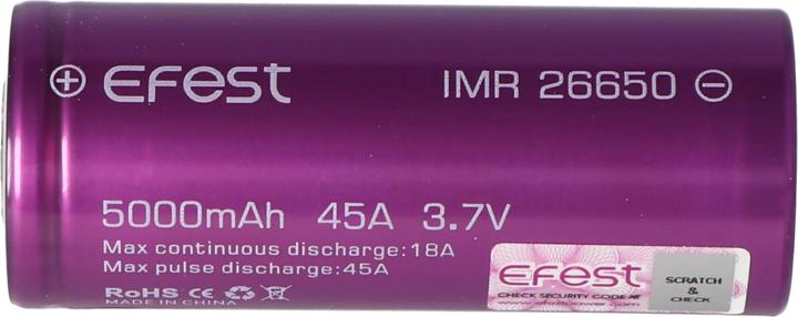 Image du produit Efest Batterie rechargeable Purple IMR26650, non protégée (1 pcs, 26650, 5000 mAh)