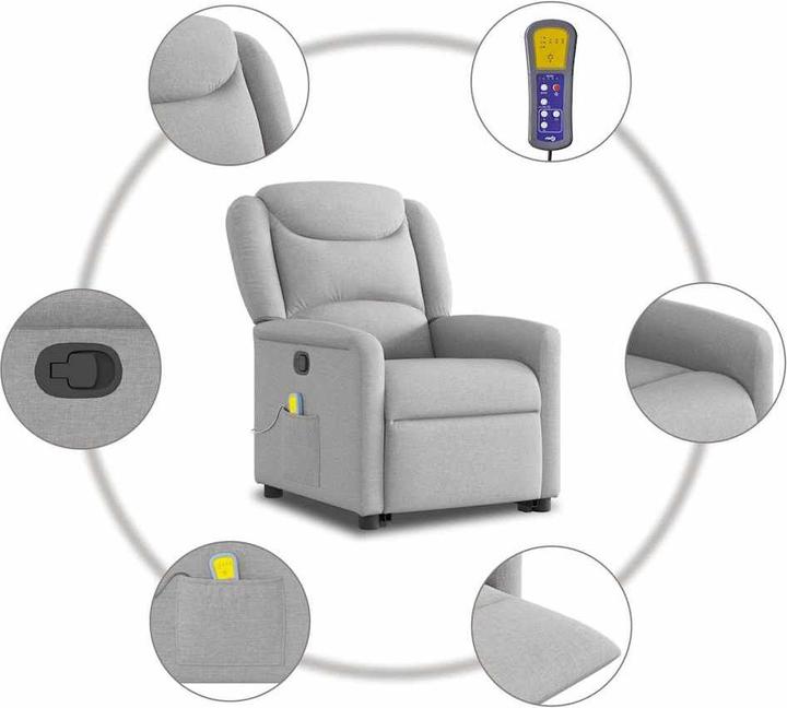 Produktbild VidaXL Massagesessel mit Aufstehhilfe Wolkengrau Stoff