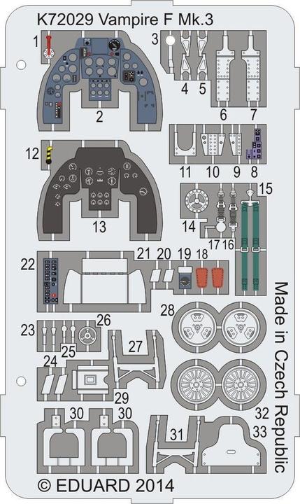 Actual product image MPM Vampire F Mk.3 Coloured photo-etched par