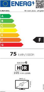 Energy Label Grundig 55GUA2021 LED TV UHD 4K DVB-T2/C/S2 Smart WiFi (55", LED, 4K)