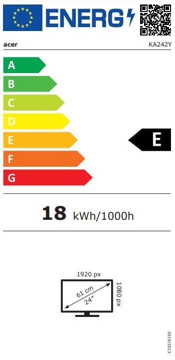 Etichetta energetica Acer Dis 24 KA242YGbip IPS 120Hz (1920 x 1080 pixel, 23.80")