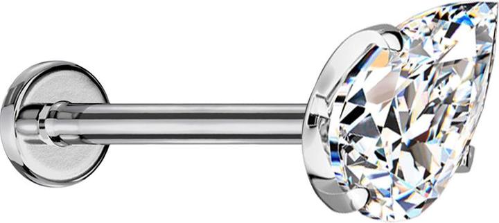Produktbild Star Piercing Micro Threadless Labret silber mit Kristalltropfen silber gefasst (ohne Messing, Titan G23)
