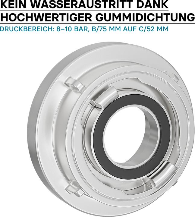 Produktbild Wiltec Übergangsstück Storz Kupplung B 75 auf C 52 Aluminium Feuerwehrschlauch