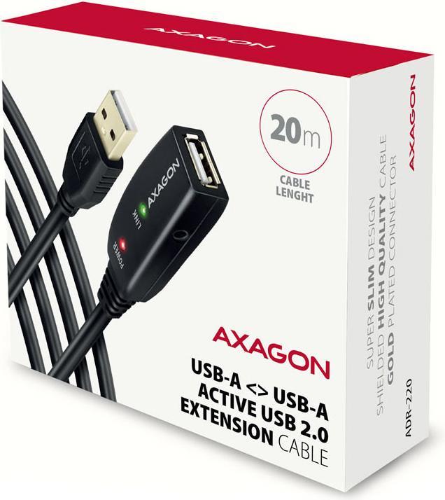 Immagine prodotto Axagon ADR-220 cavo di prolunga USB 2.0 attivo, USB-A maschio/femmina - 20 m (20 m, USB 2.0)