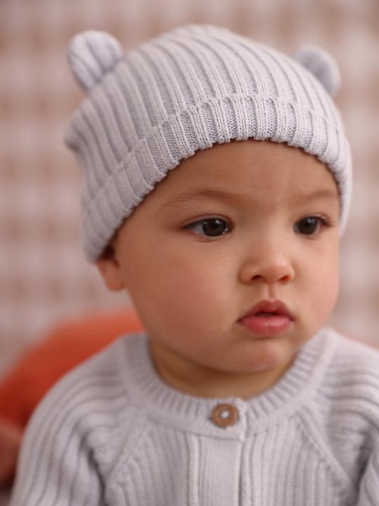 Actual product image Vertbaudet Baby-Set: gerippter Strickoverall & Mütze mit Ohren (74)