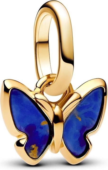 Actual product image Pandora Blue Butterfly Mini Dangle Charm (Gold plated, Metal)