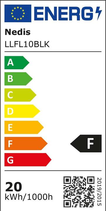 Label énergétique Nedis Projecteur à LED - 4000 K - flux lumineux nominal : 1620 lm - 20 kWh - IP65-1.00 m - Classe (1620 lm, IP65)