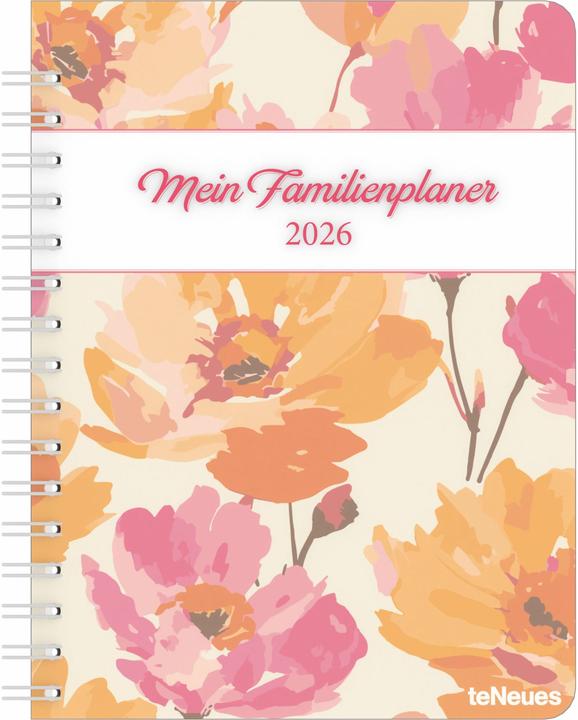 Produktbild Familienplaner-Buch Bright Flowers 2026 - Diary - Buchkalender - Taschenkalender - 17,5x23 (Harter Einband, Deutsch)