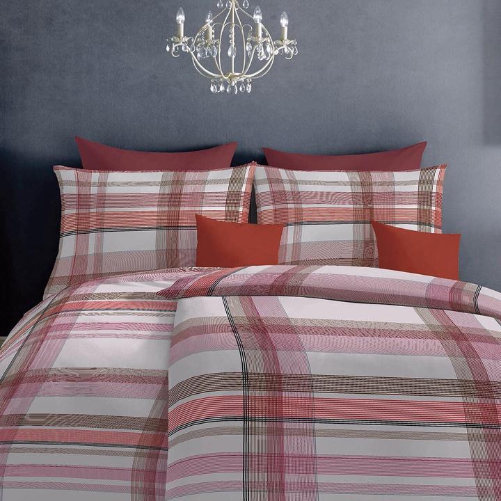Actual product image Fleuresse Mako-Satin Bettwäsche Milano 114323 rot (Bedding set, 155x220 cm + 80x80 cm)