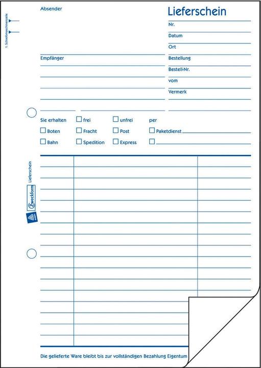 Nutritional values and ingredients Avery Delivery note (50 x)