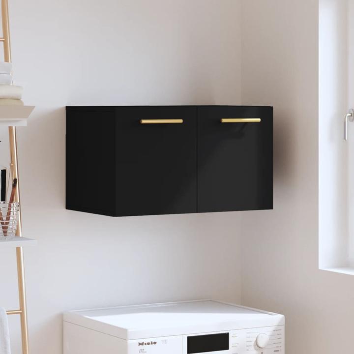 Produktbild VidaXL Wandschrank Schwarz 60x36,5x35 cm Holzwerkstoff, Farbe (60 x 36,5 x 35 cm)