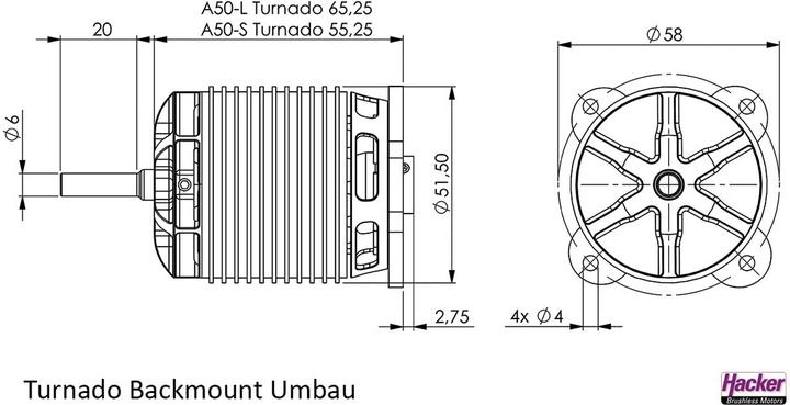 Produktbild Hacker a50-12l turnado v4 kv450 lange wellle