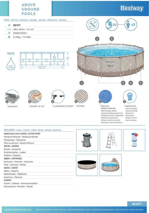 Produktbild Bestway Steel Pro Max Pool Set 396x107cm (Ø 396 x 107 cm)