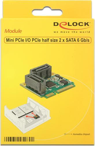 Actual product image Delock Mini PCIe I/O PCIe half size 2 x SATA 6 Gb/s