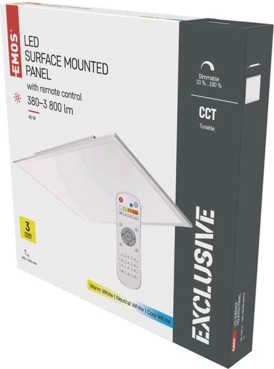 Produktbild Emos LED-Deckenleuchte 40W, 60x60 dimmbar, einstellbare Lichtfarbe (3800 lm)