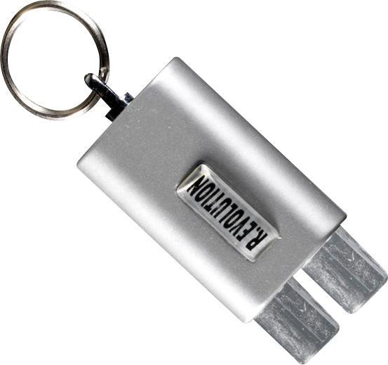 Revolution LED Doppelrohr-Ausp. Schlüsselanhänger silber