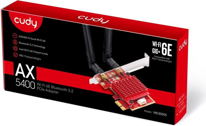 Image du produit Cudy WE3000S. Intégré. Technologie de transmission : Sans fil, Interface hôte : PCI Express, Interface : (Mini PCI Express)