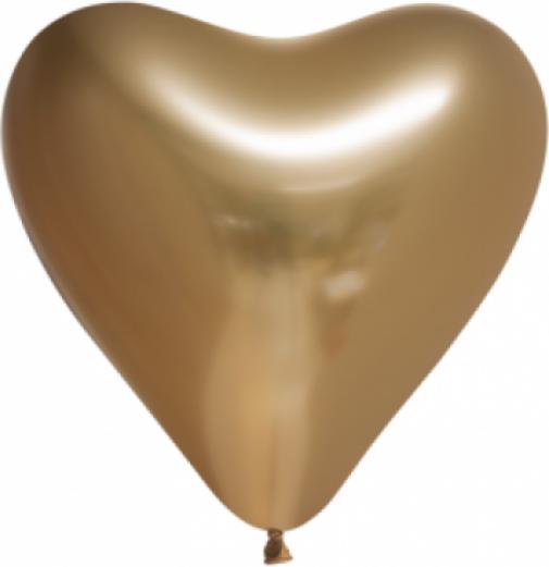 Actual product image Fiesta 25 heart balloon chrome gold 30 cm (100 x)