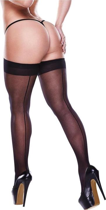 Actual product image Baci Black Sheer Thigh Hi Backseam (One size)