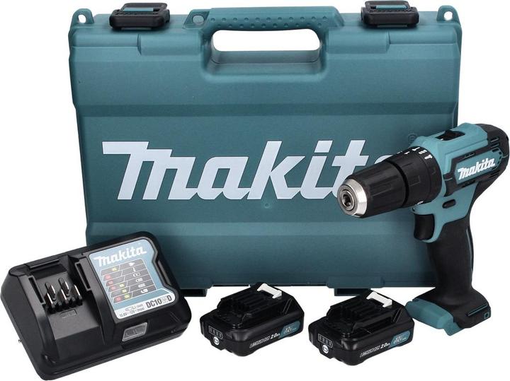 Actual product image Makita HP333DWAE Cordless impact drill 12V MAX, 2x 2.0 Ah Li-Ion 30 (Rechargeable battery operated)