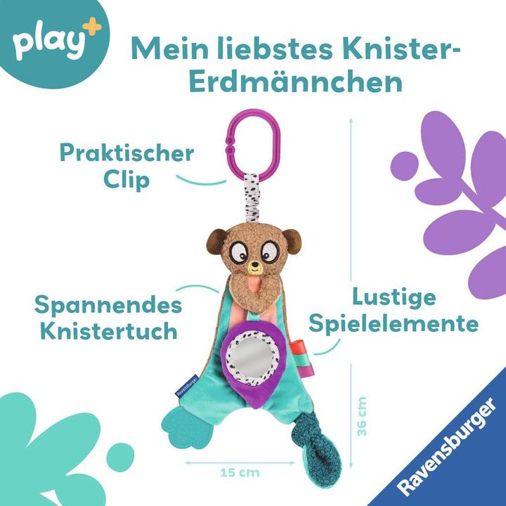 Produktbild Ravensburger 4852 play+ Knister-Erdmännchen, Schmusetuch zum Kuscheln und Einschlafen