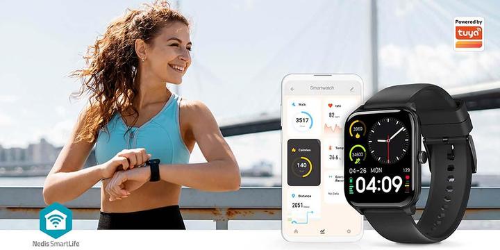 Actual product image Nedis SmartLife watch | LCD | IP68 | Maximum operating time: 14400 min | Android™ / IOS | Black