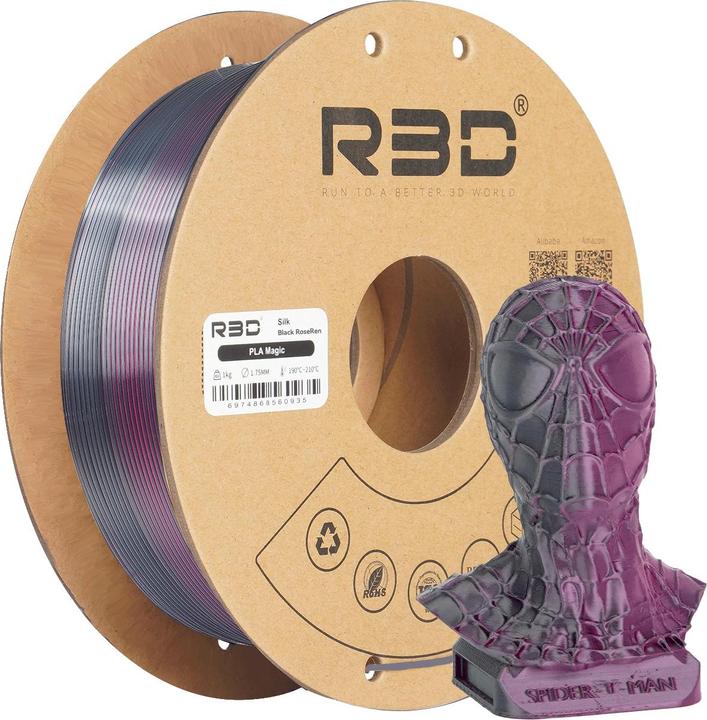 Image du produit R3D eSilk Magic-PLA Filament Rouge Rose-Noir 1.75mm 1Kg (PLA, 1.75 mm, 1000 g, Multicolore)