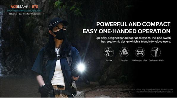 Actual product image AceBeam E75 torch 4500 lumen - black (12.90 cm, 4500 lm)