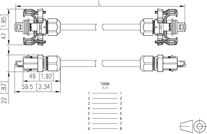 Produktbild Metz E-DAT Industry Patchkabel V6 IP67 - IP67 20m (S/FTP, CAT6, 20 m)