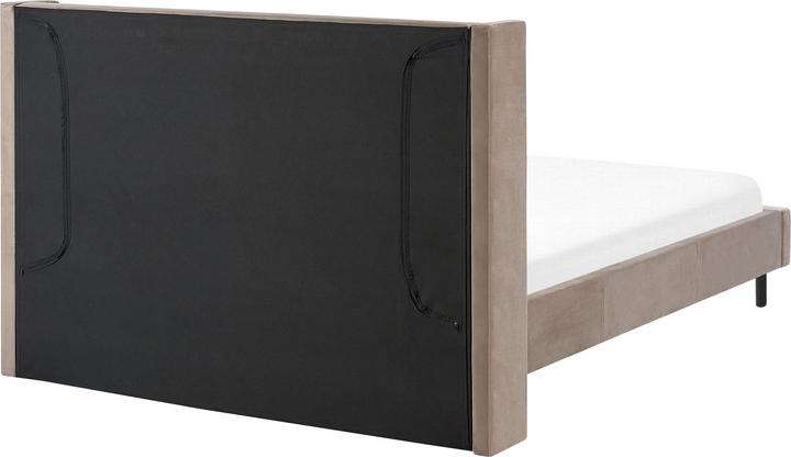 Actual product image Beliani Upholstered Bed Velvet Fabric taupe Slatted Frame 140 x 200 cm VILLETTE (140 x 200)