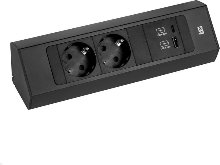 Productafbeelding Bachmann CASIA 2 2x stopcontact 1x USB oplader A/C (932.102) zwart, kort (2 x, CEE 7/3, 2 m)