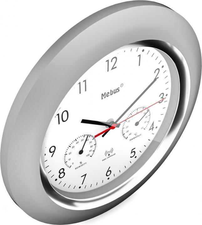 Produktbild Mebus 19454 Funk-Wanduhr mit Thermo-/Hygrome (25 cm)