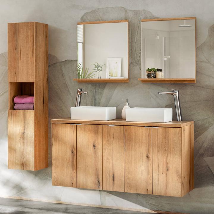 Image du produit En.Casa Armoire haute Newport 140x30x25 cm imitation chêne