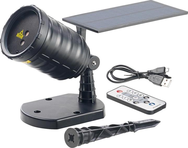 Produktbild Lunartec Solar-Laser-Projektor mit Sternenregen-Lichteffekt (IP65)