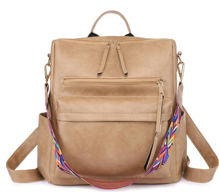 Immagine prodotto Only-Bags.Store Borsa zaino retrò, borsa a tracolla a due vie con tracolla Boho, zaino scuola in pelle vegana