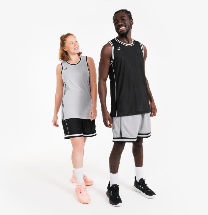 Produktbild Kipsta Damen/Herren Basketball Trikot wendbar leicht - SHR 500 schwarz-weiss (M)