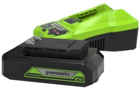 Actual product image Greenworks 24V battery G24B2 and charger G24UC (24 V)
