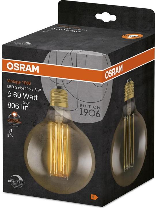Produktbild Osram Vintage 1906 Led Classic Slim Filament Globe (E27, 8.80 W, 806 lm, 1 x, F)