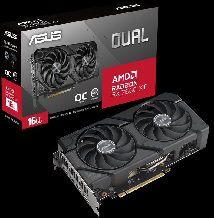 Actual product image ASUS Dual Radeon RX 7600 XT OC graphics card - 16GB GDDR6, 1x HDMI, 3x DP (16 GB)