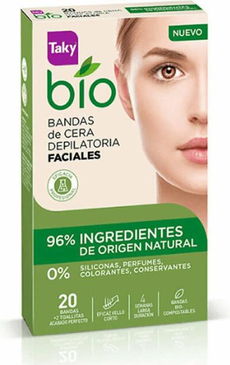 Taky BIO NATURAL 0% bandas de cera faciales depilatorias 20 uds (20 x)