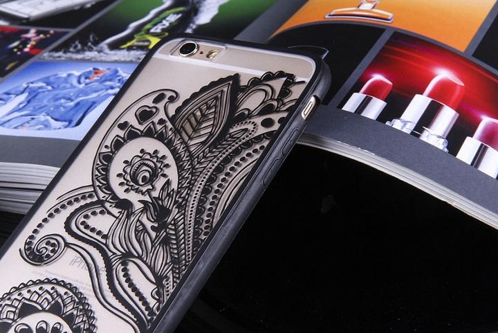 Produktbild König Design Apple iPhone 6s Plus Handy Hülle Mandala Case Schutzhülle Motiv Blüte Schwarz (Apple iPhone 6 Plus)