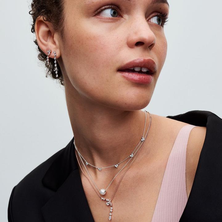 Image du produit Pandora Collier Triple Stone Heart Station (Argent sterling 925, 45 cm)