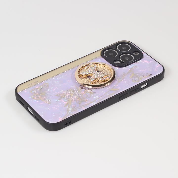 Produktbild PhoneLook Hülle Perlmutt Schmetterling Strass mit Videounterstützung t (Apple iPhone 13 Pro)