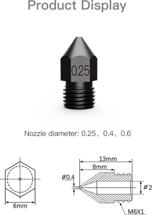 Image du produit Creality Buse-Nozzle Set MK8 acier trempé 8 pièces (Tube de grenaillage)