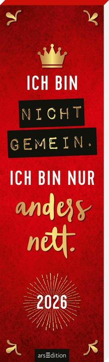 Lesezeichenkalender Ich bin nicht gemein. Ich bin nur anders nett. 2026 (German)