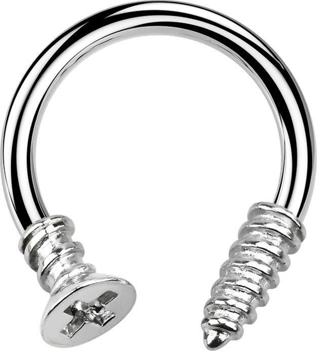Produktbild Star Piercing Circular Barbell silber mit Kreuzschlitzschraube (ohne Messing, Chirurgenstahl 316L)