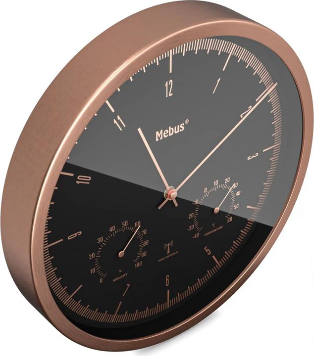 Actual product image Mebus Radio-controlled wall clock with thermo-hygrometer (25 cm)