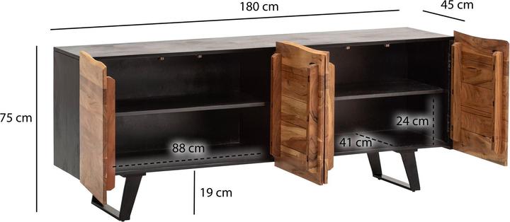 Produktbild FineBuy Sideboard Anrichte Holz Massiv 180 cm Kommode Standschrank Baumkante