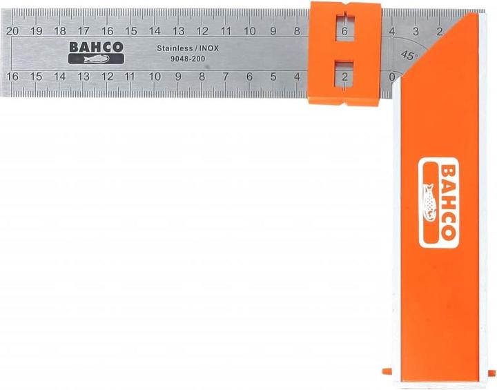 Actual product image Bahco Carpenter's square with steel blade and sliding mark 350 mm